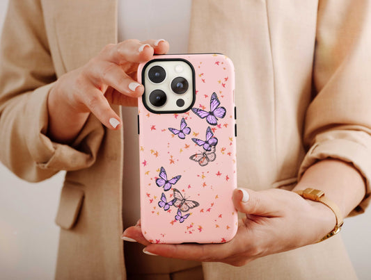 Cute Purple Butterfly Phone Case, Butterfly Phone Case for Women Christmas, Butterfly Case, Fall Leaves Case, Butterfly Lover Gift For Her