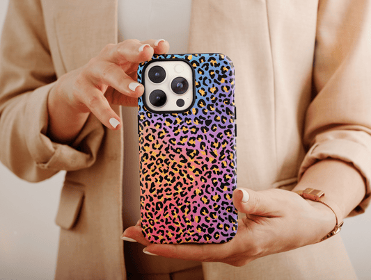 Rainbow Leopard Print Phone Case, Leopard Print Phone Case For Women Christmas Gift, Rainbow Case, Leopard Design Case, Leopard Case For Her