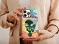 Psychedelic Alien Phone Case, Space Phone Case For Space Lovers’ Christmas Gift, Psychedelic Phone Case, Alien Phone Case For Men And Women