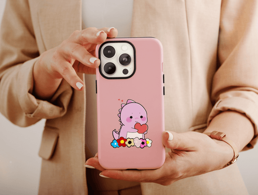 Cartoon Dinosaur Phone Case, Couple Phone Case For Couples’ Matching Phone Cases Anniversary Gift, Custom Dinosaur Matching Cases For Couple
