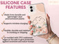 Pink Line Art Phone Case, Aesthetic Line Art Phone Case For Women Birthday Gift, Floral Phone Case, Feminine Line Art, Line Art Phone Case
