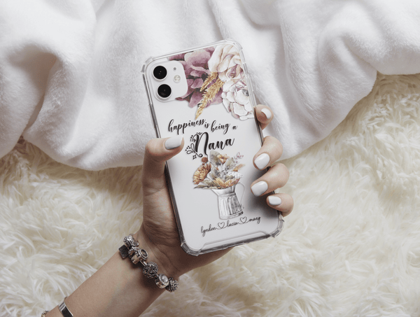 Happiness Is Being A Nana Phone Case – Floral Grandma Gift Phone Cover