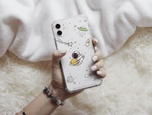 Cute Astronaut Phone Case – Cartoon Space & Colorful Galaxy Design