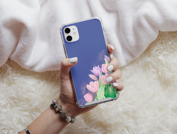 Tulip Flower Phone Case – Watercolor Pink & Lavender Floral Botanical Design