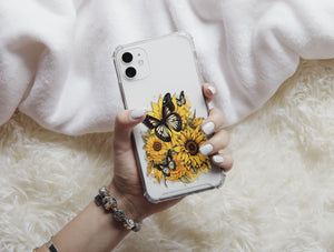 Sunflower Butterfly Phone Case – Bright Yellow Floral & Butterfly Design
