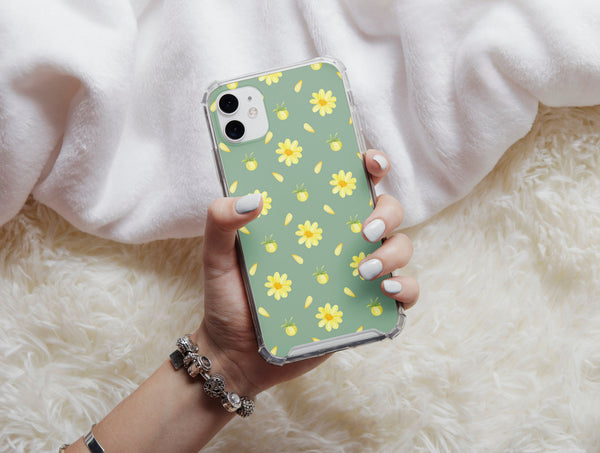Yellow Daisy Phone Case – Sage Green Floral & Spring Botanical Pattern