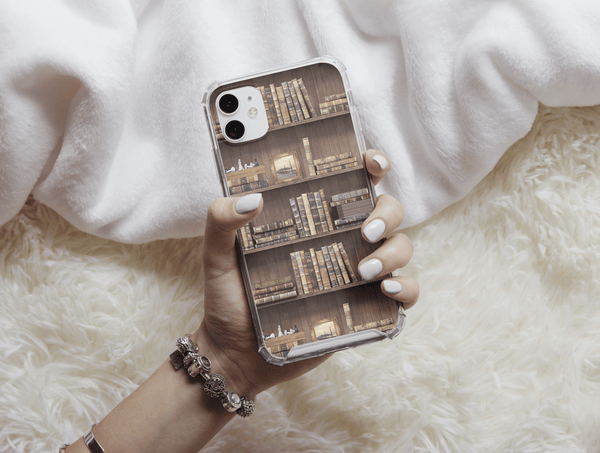 Bookshelves Phone Case – Vintage Book Lover