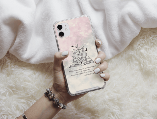 Bookish Phone Case – Open Book, Botanical & Butterfly Literary Design