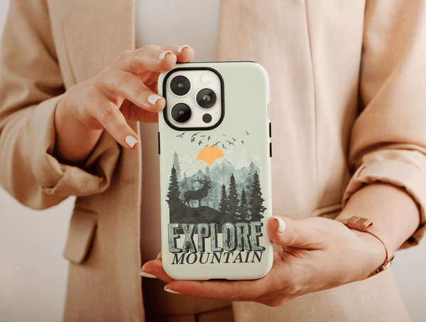 Explore Mountain Phone Case – Rustic Mountain & Wilderness Landscape