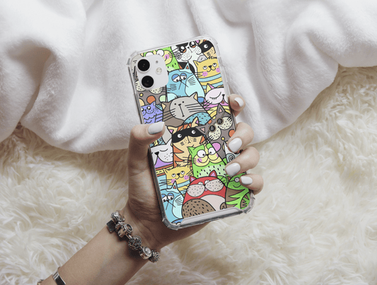 Cat Doodle Phone Case, Cat Phone Case For Cat Lovers’ Christmas Gift, Cat Meow Phone Case, Doodle Phone Case, Cat Phone Case For Cat Lovers