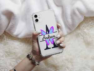 Butterfly Initial Phone Case – Personalized Name & Colorful Monogram Design