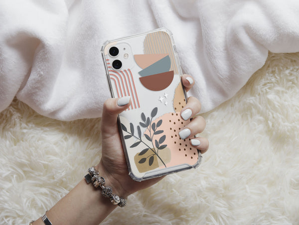 Boho Abstract Phone Case – Earthy Modern Botanical Art Design