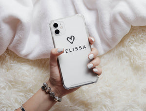 Minimalist Personalized Phone Case – Custom Name & Heart Phone Cover