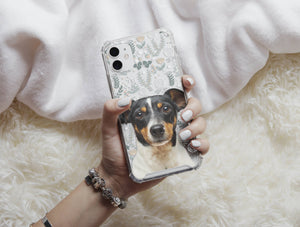 Custom Pet Face Phone Case – Personalized Floral Dog Photo Cover