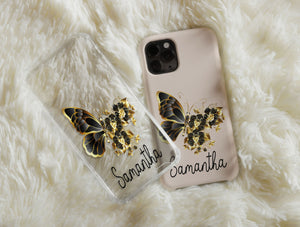 Floral Butterfly Phone Case – Personalized Monarch Name Cover