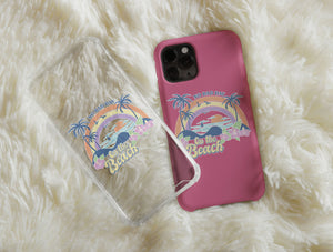 Summer Beach Phone Case – Colorful Retro Tropical Beach Scene