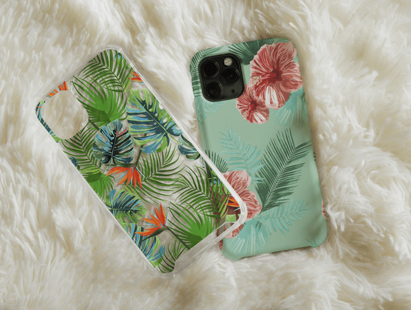 Tropical Pattern Phone Case – Pastel Monstera, Pink Pineapple & Floral Botanical Design