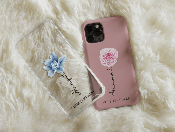 Personalized Birth Flower Phone Case – Custom Name & Birth Month Floral Design