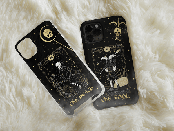Tarot Cards Phone Case – Mystical Gold & Black Celestial Tarot Design