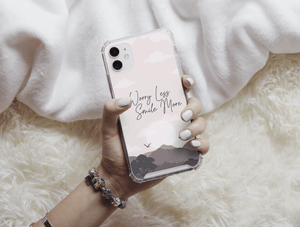 Worry Less Smile More Phone Case – Inspirational Mountain Landscape