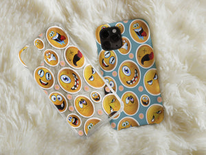 Funny Emoji Phone Case – Kawaii Sticker Bomb Design