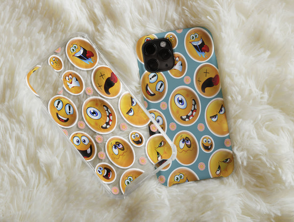 Funny Emoji Phone Case – Kawaii Sticker Bomb Design