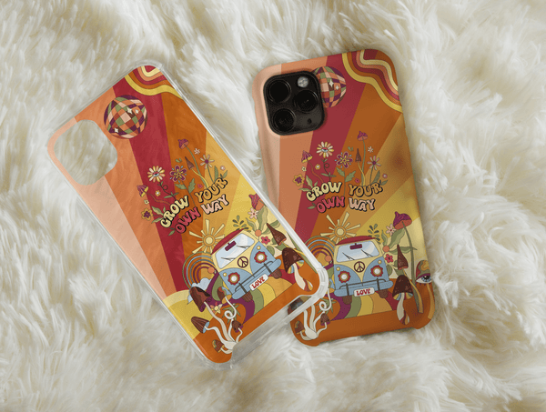 Retro Hippie Phone Case – Grow Your Own Way 70s Groovy Style
