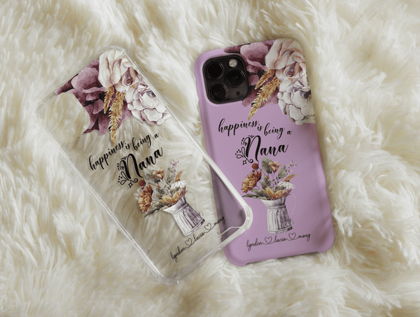 Happiness Is Being A Nana Phone Case – Floral Grandma Gift Phone Cover