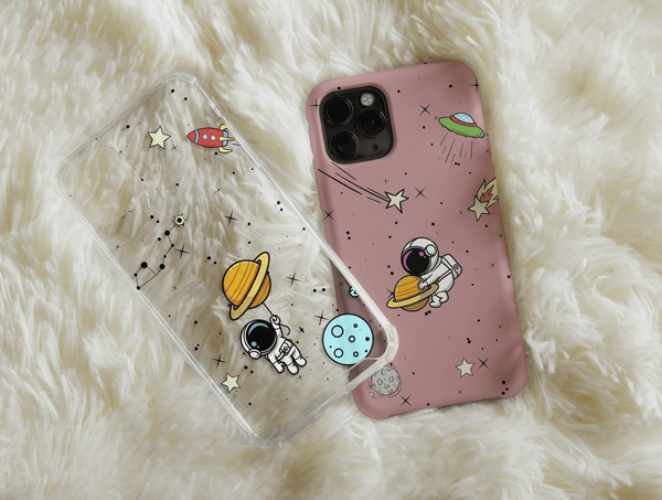 Cute Astronaut Phone Case – Cartoon Space & Colorful Galaxy Design