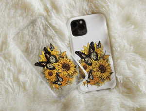 Sunflower Butterfly Phone Case – Bright Yellow Floral & Butterfly Design
