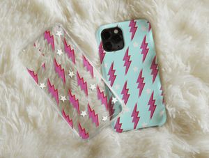 Retro Lightning Bolt Phone Case – Pink Aesthetic Style