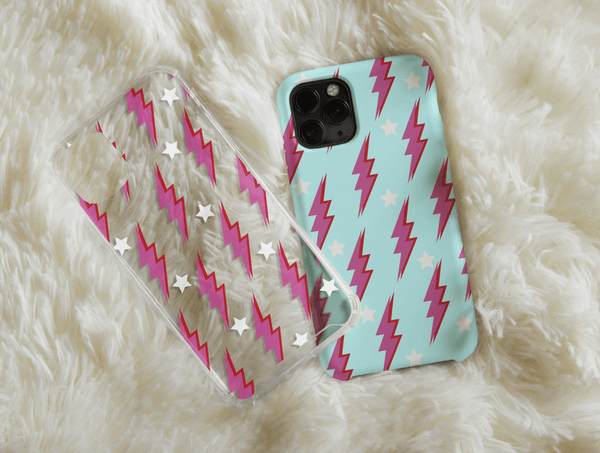 Retro Lightning Bolt Phone Case – Pink Aesthetic Style