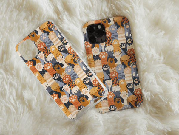 Cat Paw Print Phone Case – Cute Colorful Paw Pattern Cat Lover Gift