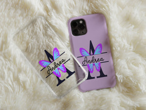 Butterfly Initial Phone Case – Personalized Name & Colorful Monogram Design