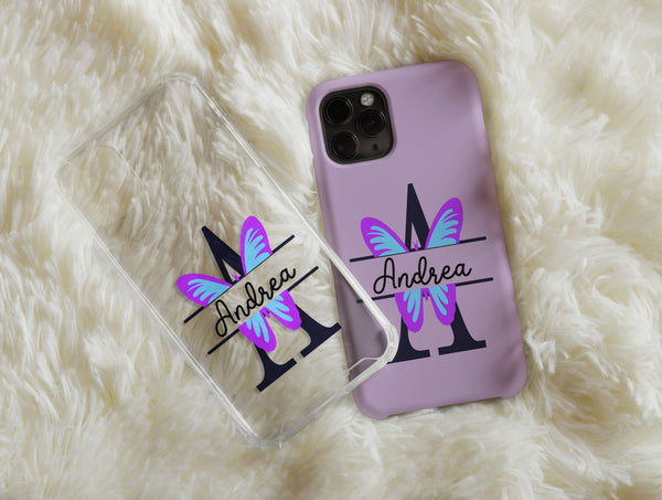 Butterfly Initial Phone Case – Personalized Name & Colorful Monogram Design