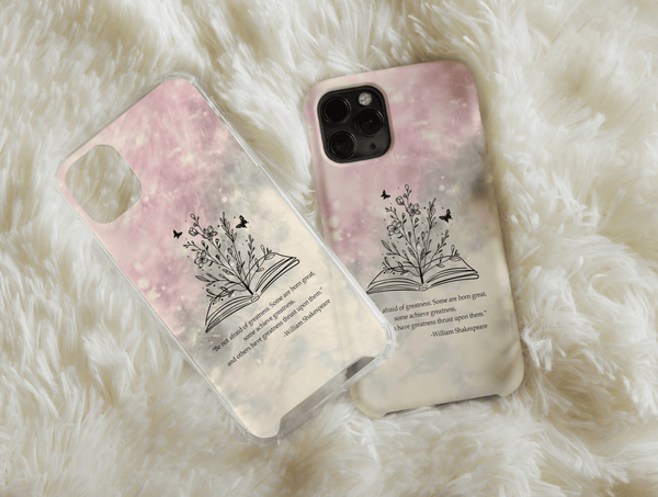 Bookish Phone Case – Open Book, Botanical & Butterfly Literary Design