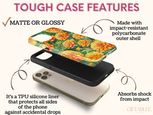 Marigold Flower Phone Case – Watercolor Yellow & Orange Floral Design