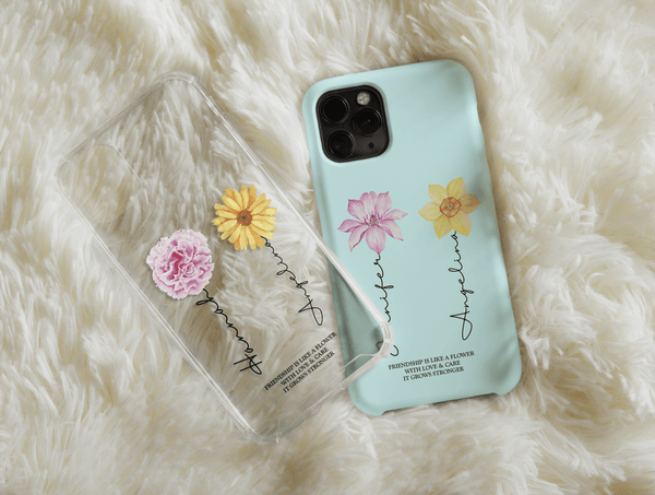 Best Friend Birth Flowers Phone Case – Personalized Floral Gift