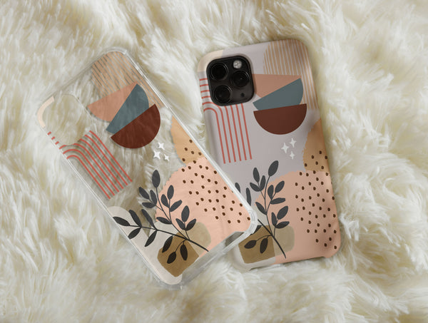 Boho Abstract Phone Case – Earthy Modern Botanical Art Design