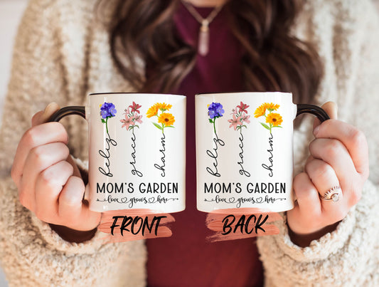 Mom Family Garden Mug, Custom Birth Month Flower Mug For Mamma Mother’s Day, Customized Mom Mug, Family Mugs, Family Flower Garden For Mama