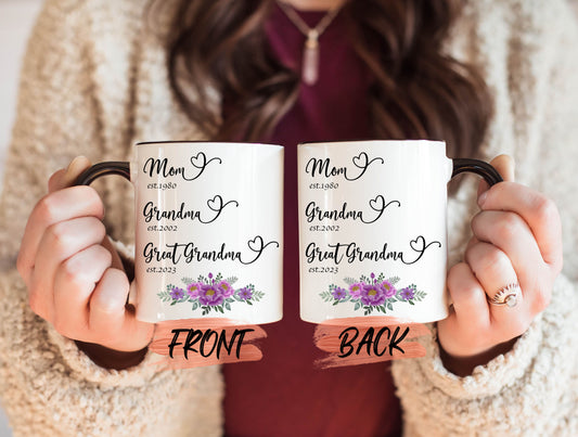 Great Grandma Cup, Great Grandmother Gift Mug For Women Mother’s Day, Great Grandma Est, Customized Great Grandma For Great Grandma To Be