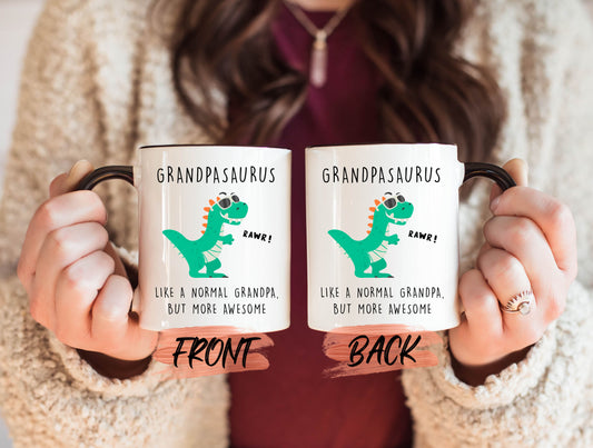 Grandpasaurus Mug, Grandfather Gift Mug For Grandpa Father’s Day, Funny Grandpa Mugs, Dinosaur Coffee Mug, Grandparent Mugs For Grandad