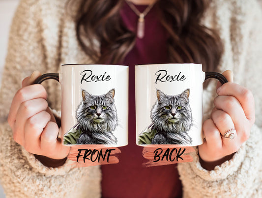 Customized Cat Portrait Mug, Custom Cat Mug For Cat Lover Birthday, Pet Portrait Mug, Customizable Pet Mug, Personalized Mug Cat's Week Gift