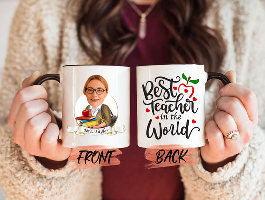 Best Teacher Mug With Photo, Custom Teacher Photo Mug For Her World Teacher’s Day, Teacher Coffee Mug, School Teacher Mug, Teacher Photo Mug