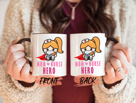 Hero Mom Mug, Nurse Mom Gift Ideas Mug For Mother’s Day, Super Mom Mug, Cute Nurse Mom Mug, Mother Baby Nurse, Nurse Mug For Mother Gift