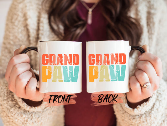 Grand Paw Mug, Grandfather And Pet Mug For Grandpa Fathers Day, Cat Dog Grandpa Mug, Retro Grandpaw Mug, Pet Lover Gift, Pet Granddad Mug