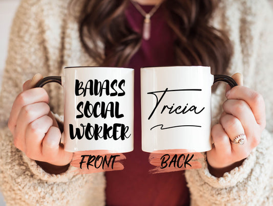 Badass Social Worker Mug, Social Worker Mug For Friend Birthday Gift, Social Work Month, Funny Social Worker, Personalize Social Worker Gift