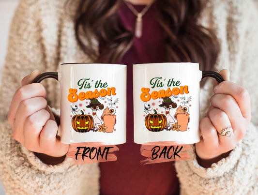 Tis’ The Season Halloween Mug, Happy Halloween Horror Cup For Men And Women Halloween, Pumpkin Coffee Mug, Jack O Lantern Mug For Him/Her