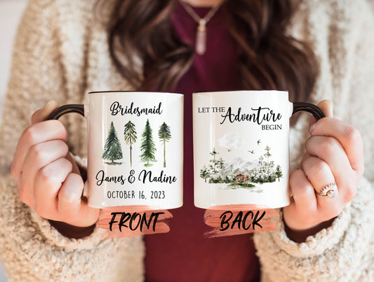 Let The Adventure Begin Bridal Shower Mug, Bridesmaid Mug For Her Bridal Party, Bridesmaid Proposal, Mountain Wedding Mug, Bachelorette Mug