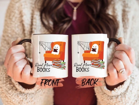 Read More Books Ghost Mug, Book Lover Gift Halloween Coffee Mug For Men & Women, Bookish Mug, Bookish Halloween, Halloween Mug For Bookworm